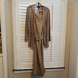 Elegant Gold Evening Gown with Jacket